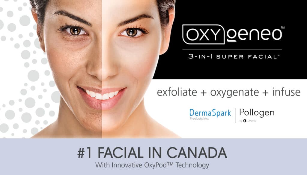 OxyGeneo 3-in-1 Super Facial before and after results showing radiant, glowing skin